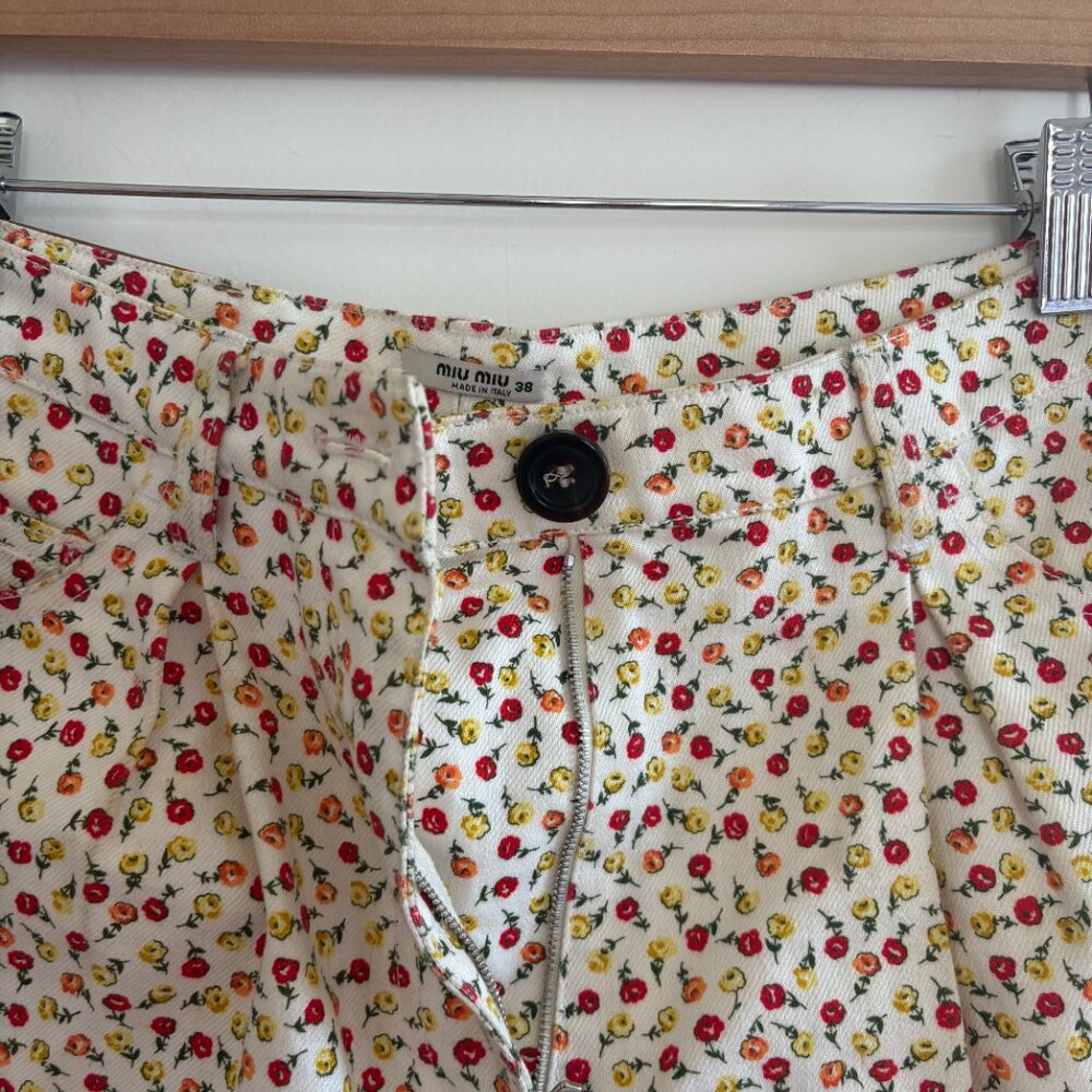 Miu Miu High Waisted Denim Floral Shorts - Picture 6 of 6